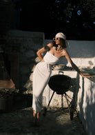 Tiny-Bel Dekolteli Straplez Uzun Beyaz Elbise-Elbise-9-Milagron.com