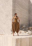 Tiny-Beli Lastikli Tencel™ Bej şalvar Pantolon-Pantolon-2-Milagron.com