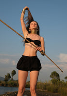 Tiny-Beli Lastikli Tencel™ Siyah şort-Şort-2-Milagron.com