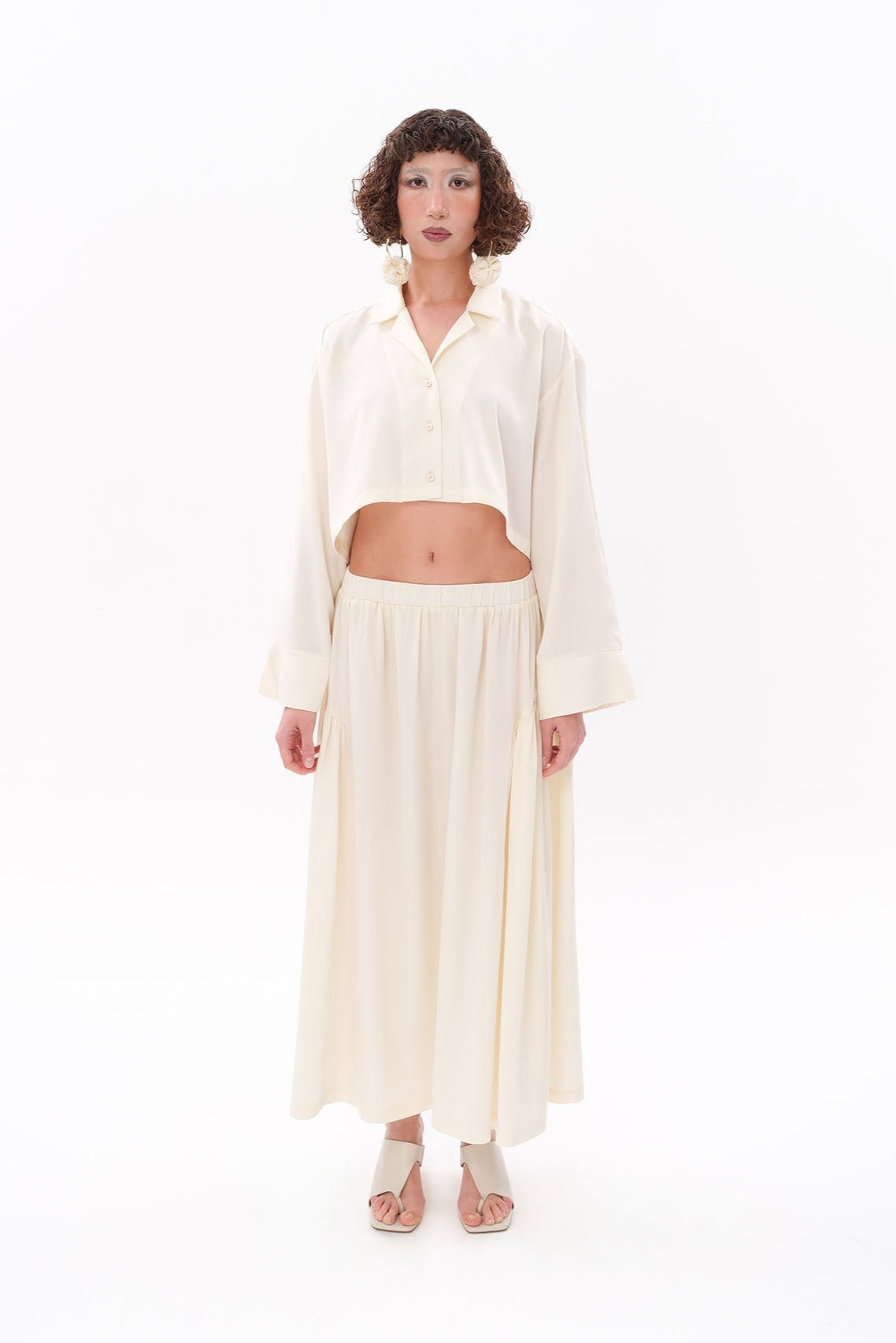 Tiny-Beyaz Oversize Crop Gömlek-Gömlek-1-Milagron.com