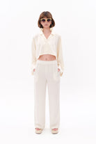 Tiny-Beyaz Tencel™ Beli Lastikli Pantolon-Pantolon-1-Milagron.com