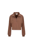 Tiny-Boğazda Fermuar Detaylı Kahverengi Sweatshirt-Sweatshirts & Hoodies-10-Milagron.com