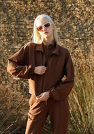 Tiny-Boğazda Fermuar Detaylı Kahverengi Sweatshirt-Sweatshirts & Hoodies-7-Milagron.com