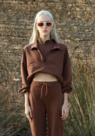 Tiny-Boğazda Fermuar Detaylı Kahverengi Sweatshirt-Sweatshirts & Hoodies-8-Milagron.com