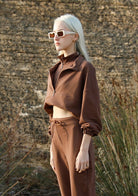 Tiny-Boğazda Fermuar Detaylı Kahverengi Sweatshirt-Sweatshirts & Hoodies-9-Milagron.com