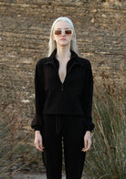 Tiny-Boğazda Fermuar Detaylı Siyah Sweatshirt-Sweatshirts & Hoodies-6-Milagron.com