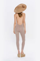 Tiny-Boyundan Bağlamalı Sırt Dekolteli Açık Kahverengi Tulum-Tulum-8-Milagron.com