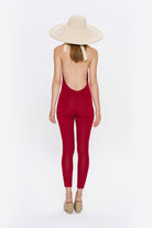 Tiny-Boyundan Bağlamalı Sırt Dekolteli Bordo Tulum-Tulum-2-Milagron.com