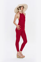 Tiny-Boyundan Bağlamalı Sırt Dekolteli Bordo Tulum-Tulum-6-Milagron.com