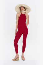 Tiny-Boyundan Bağlamalı Sırt Dekolteli Bordo Tulum-Tulum-7-Milagron.com