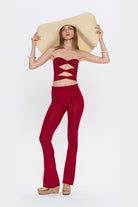 Tiny-Çapraz Bant Detaylı Straplez Bordo Büstiyer-Top-1-Milagron.com