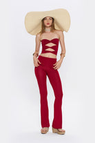 Tiny-Çapraz Bant Detaylı Straplez Bordo Büstiyer-Top-11-Milagron.com