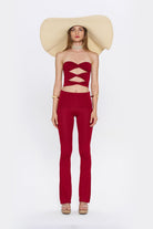 Tiny-Çapraz Bant Detaylı Straplez Bordo Büstiyer-Top-12-Milagron.com