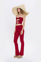 Tiny-Çapraz Bant Detaylı Straplez Bordo Büstiyer-Top-2-Milagron.com