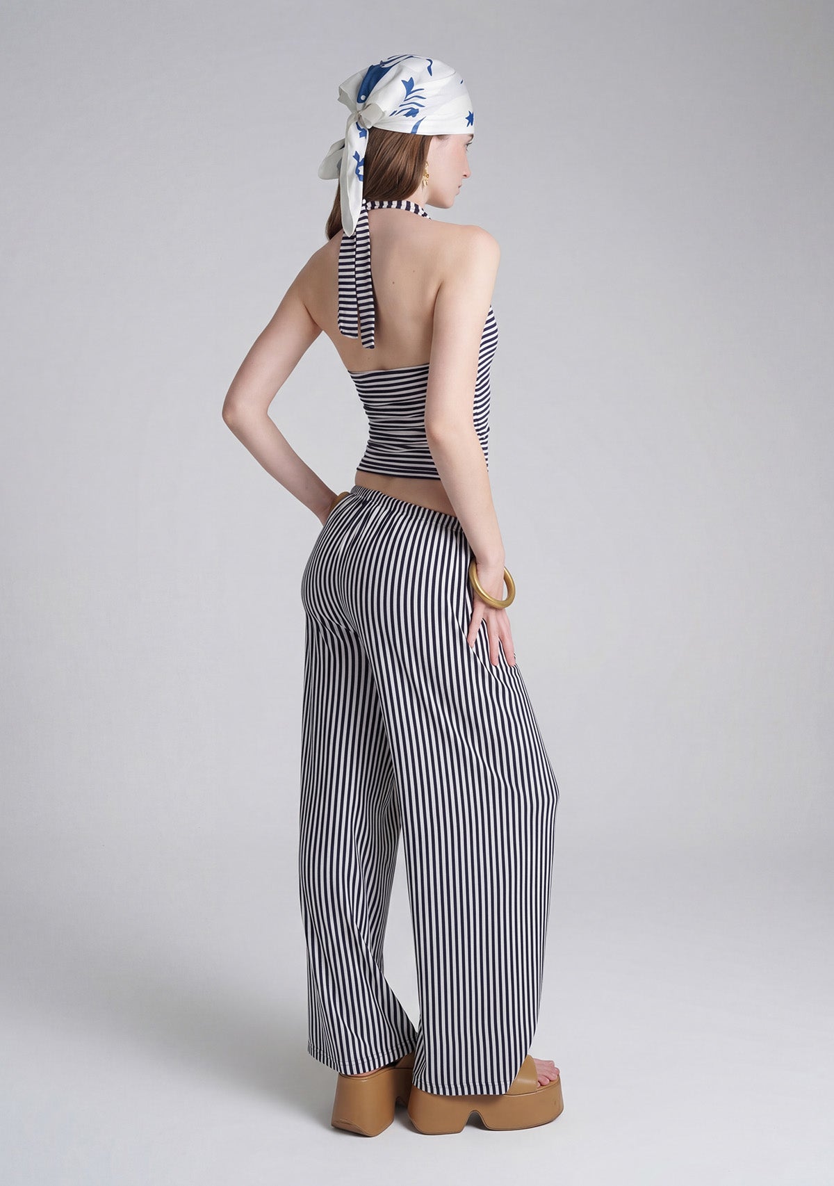 Çizgili Halter Yaka Büstiyer