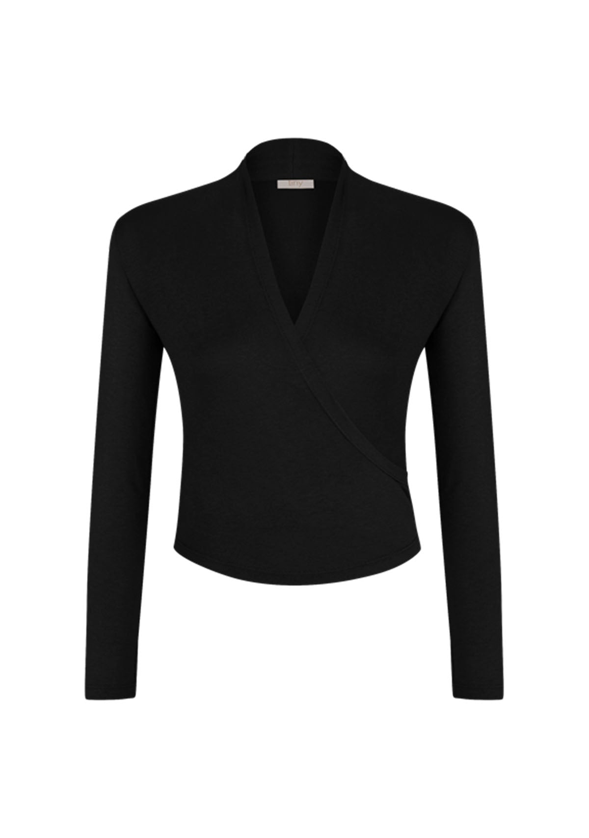 Tiny-Dar Derin Dekolteli Siyah Bluz-Top-4-Milagron.com