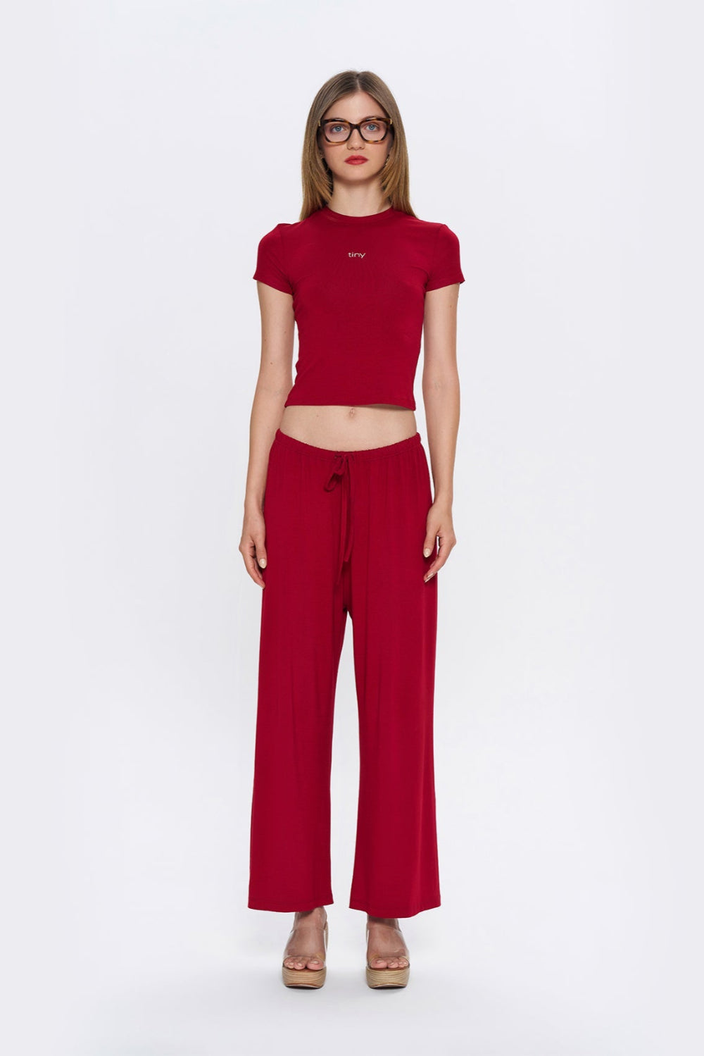 Tiny-Dar Kesim Bordo Tişört-T-Shirts-1-Milagron.com