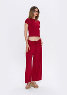 Tiny-Dar Kesim Bordo Tişört-T-Shirts-7-Milagron.com