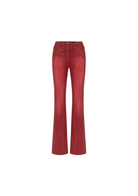 Tiny-Deri Görünümlü Pamuklu Kırmızı Pantolon-Deri Pantolon-5-Milagron.com