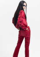 Tiny-Deri Görünümlü Pamuklu Kırmızı Pantolon-Deri Pantolon-6-Milagron.com