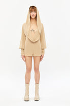 Tiny-Derin Dekolteli Bej Şort Tulum-Tulum-1-Milagron.com