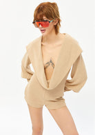 Tiny-Derin Dekolteli Bej Şort Tulum-Tulum-5-Milagron.com