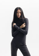 Tiny-Drapeli Tek Omuz Düşük Antrasit Pamuklu Tulum-Tulum-11-Milagron.com