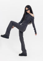 Tiny-Drapeli Tek Omuz Düşük Antrasit Pamuklu Tulum-Tulum-3-Milagron.com