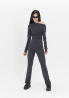 Tiny-Drapeli Tek Omuz Düşük Antrasit Pamuklu Tulum-Tulum-8-Milagron.com