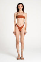 Tiny-Düz Kesim Işıltılı Kiremit Bikini üstü-Bikini & Mayo-1-Milagron.com