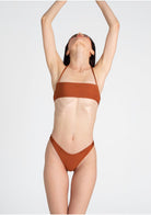 Tiny-Düz Kesim Işıltılı Kiremit Bikini üstü-Bikini & Mayo-6-Milagron.com