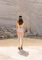 Tiny-El İşi Kolsuz Uzun Beyaz Elbise-Elbise-5-Milagron.com