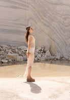 Tiny-El İşi Kolsuz Uzun Beyaz Elbise-Elbise-8-Milagron.com