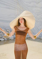 Tiny-El İşi Kolsuz Uzun Kahverengi Elbise-Elbise-4-Milagron.com