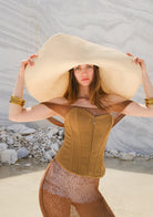 Tiny-El İşi Kolsuz Uzun Kahverengi Elbise-Elbise-6-Milagron.com