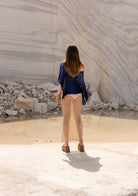 Tiny-El İşi Lacivert Asimetrik Kesim Pelerin-Şal-3-Milagron.com