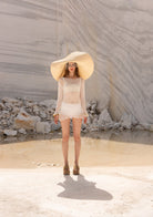 Tiny-El İşi Uzun Kollu Mini Beyaz Elbise-Bluz-3-Milagron.com