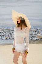 Tiny-El İşi Uzun Kollu Mini Beyaz Elbise-Bluz-7-Milagron.com