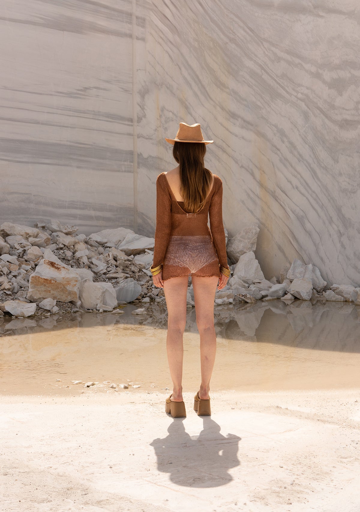 Tiny-El İşi Uzun Kollu Mini Kahverengi Bluz-Bluz-2-Milagron.com