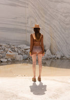 Tiny-El İşi Uzun Kollu Mini Kahverengi Bluz-Bluz-2-Milagron.com