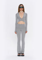 Tiny-Gri Fermuarlı Dar Kesim Yumuşak Hırka-Kazak & Triko-3-Milagron.com