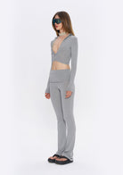 Tiny-Gri Fermuarlı Dar Kesim Yumuşak Hırka-Kazak & Triko-4-Milagron.com