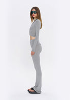 Tiny-Gri Fermuarlı Dar Kesim Yumuşak Hırka-Kazak & Triko-6-Milagron.com