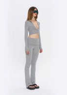 Tiny-Gri Fermuarlı Dar Kesim Yumuşak Hırka-Kazak & Triko-9-Milagron.com
