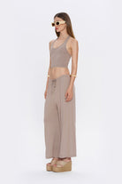 Tiny-Halter Yaka Açık Kahverengi Yumuşak Bluz-Top-7-Milagron.com