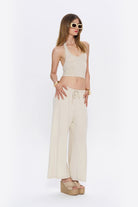 Tiny-Halter Yaka Krem Yumuşak Bluz-Top-10-Milagron.com