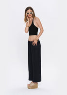 Tiny-Halter Yaka Siyah Yumuşak Bluz-Top-4-Milagron.com