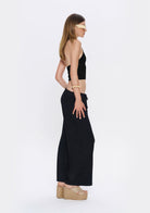 Tiny-Halter Yaka Siyah Yumuşak Bluz-Top-6-Milagron.com