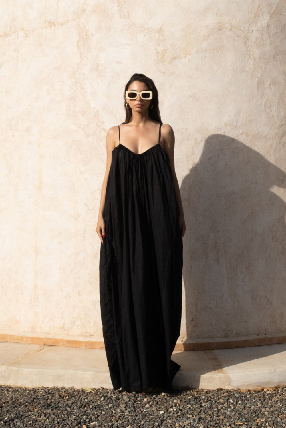 Tiny-İp Askılı Geniş Kesim Siyah Elbise-Elbise-1-Milagron.com