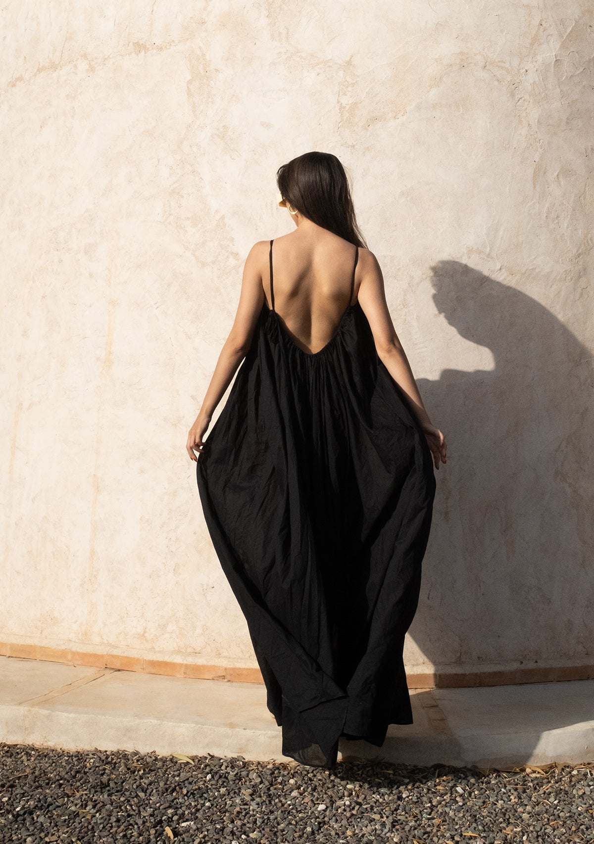 Tiny-İp Askılı Geniş Kesim Siyah Elbise-Elbise-4-Milagron.com